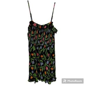 URBAN OUTFITTERS DRESS  SABRINA SMOCKED TULIP MINI DRESS GAUZE FLOWERS Medium